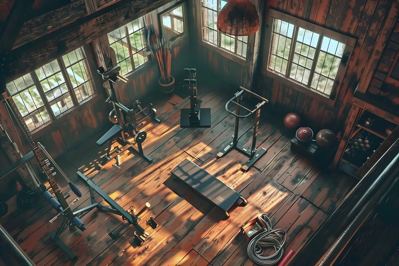 A view of a gym room used for training and sports.